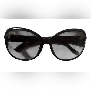 Salvatore Ferragamo Black Butterfly Sunglasses 61mm Grey Gradient NEW